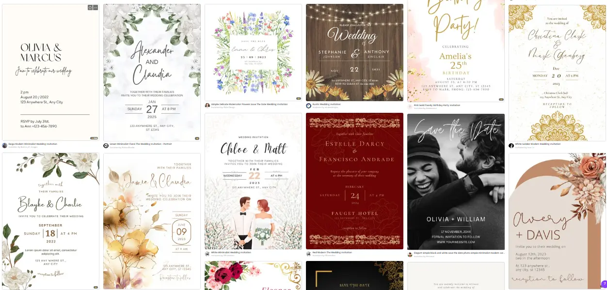 Canva templates for wedding invitations